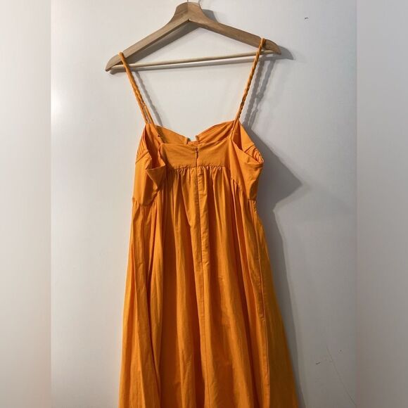 Farm Rio Orange Cotton Maxi Dress Sweetheart Neckline Bustier Flowy - Picture 11 of 16